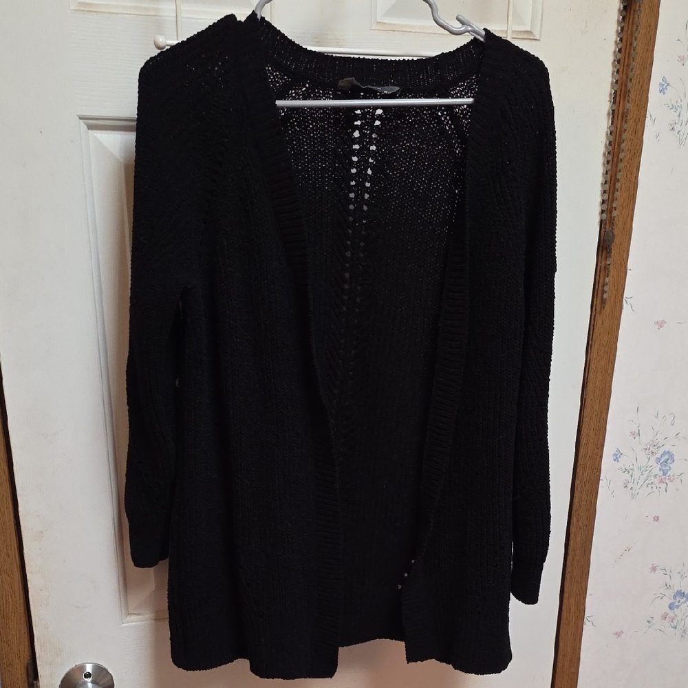 Black Open-Front Women's Sweater